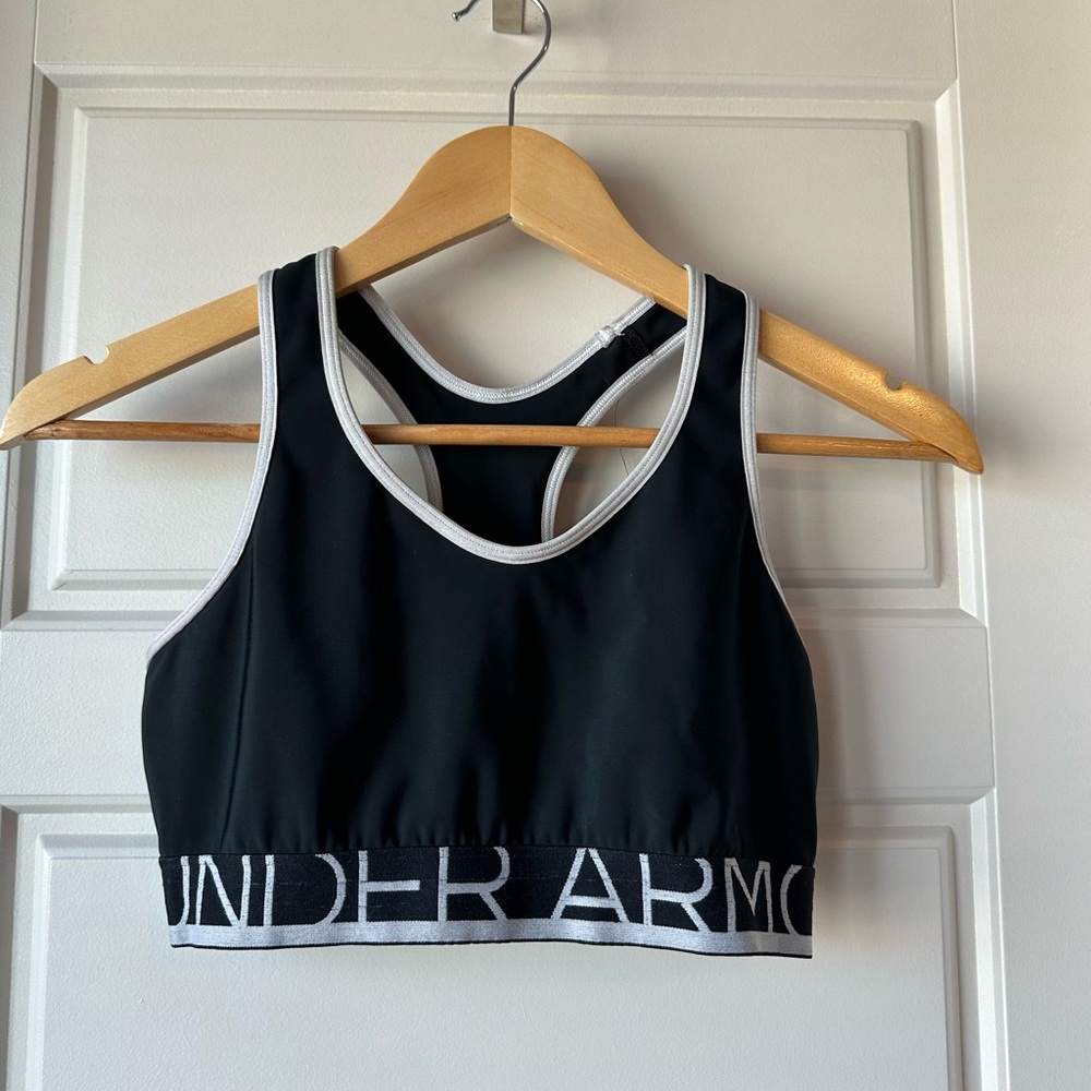 Under Armour Black and White Racerback Sports Bra